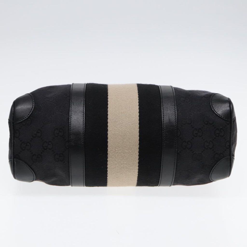 GUCCI GG Canvas Hand Bag Black Silver 000 0851 86898