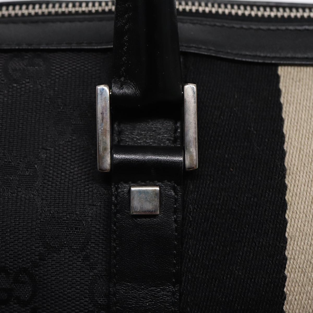 GUCCI GG Canvas Hand Bag Black Silver 000 0851 86898