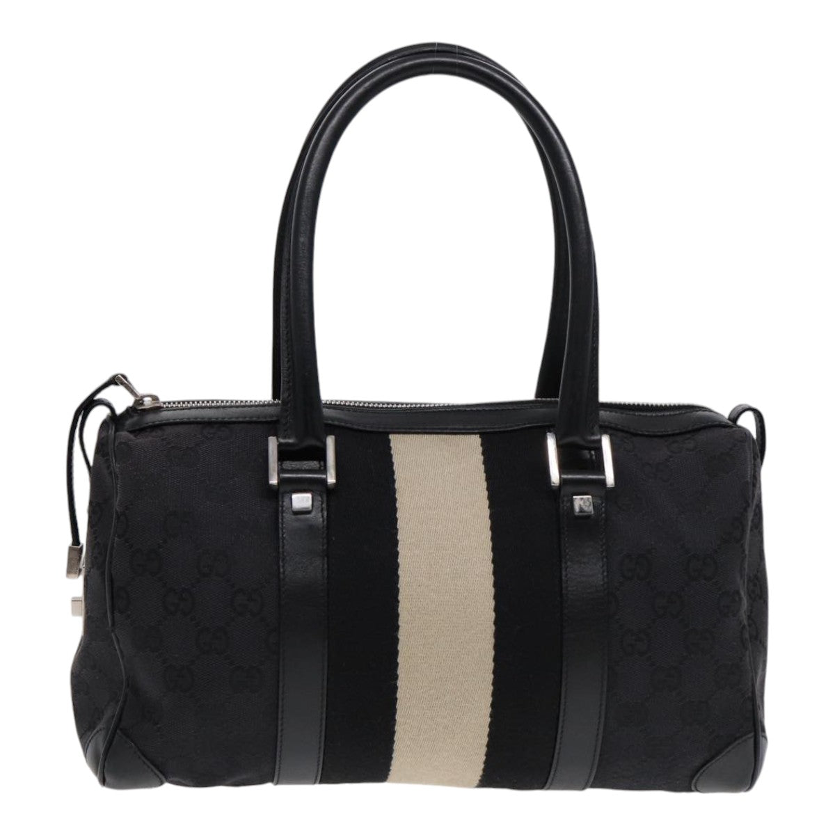 GUCCI GG Canvas Hand Bag Black Silver 000 0851 86898