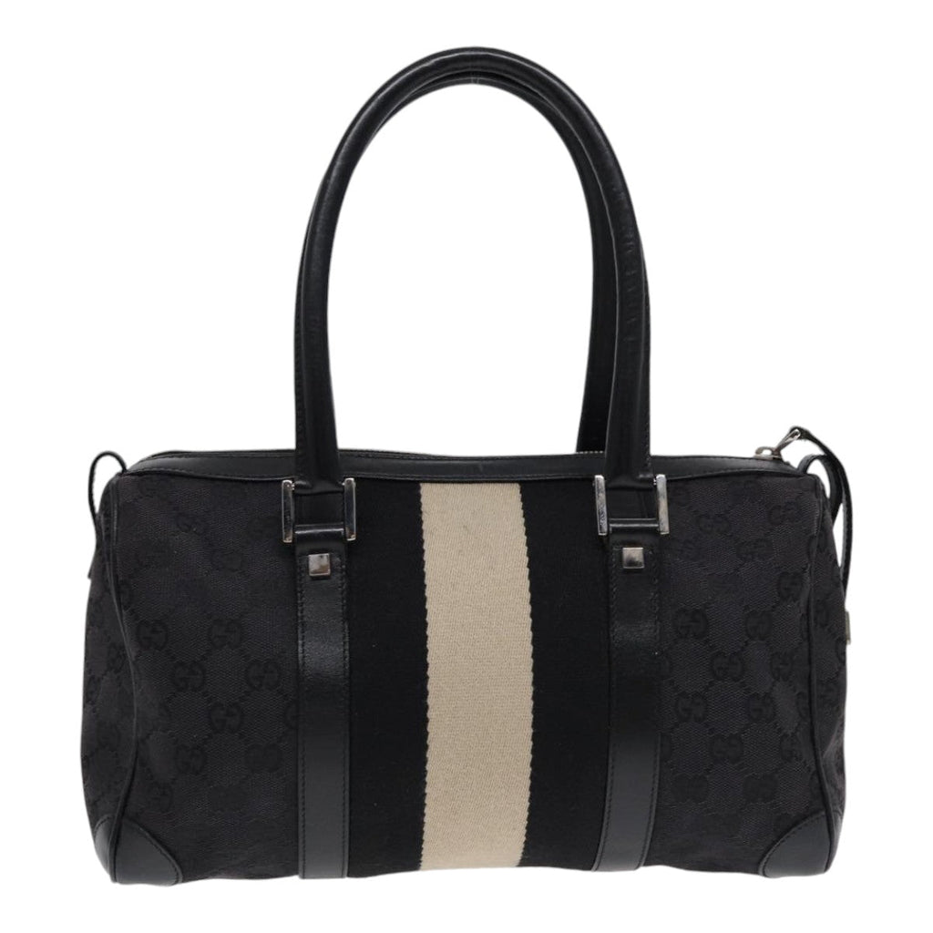 GUCCI GG Canvas Hand Bag Black Silver 000 0851 86898