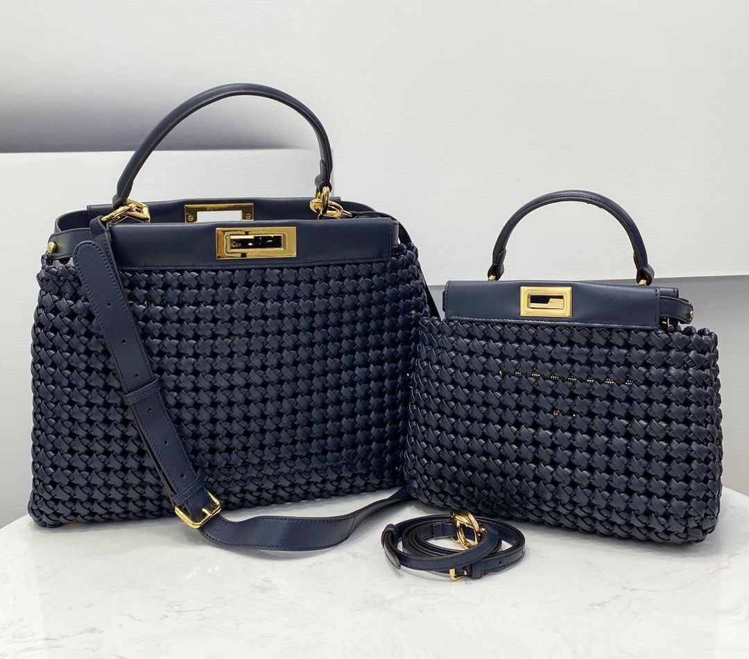 FI GlamI Mini Navy Blue Braided Bag For Woman 18cm/7in
