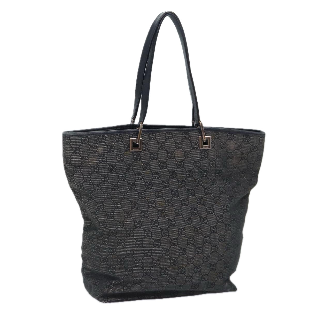 GUCCI GG Canvas Tote Bag Gray Silver 31243 86900