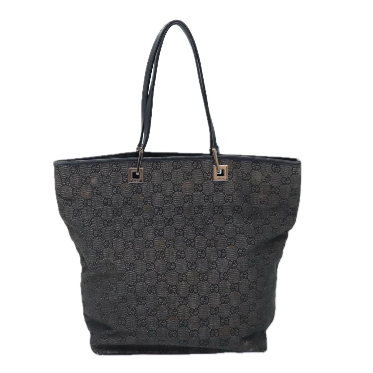 GUCCI GG Canvas Tote Bag Gray Silver 31243 86900