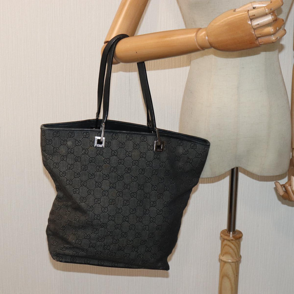 GUCCI GG Canvas Tote Bag Gray Silver 31243 86900
