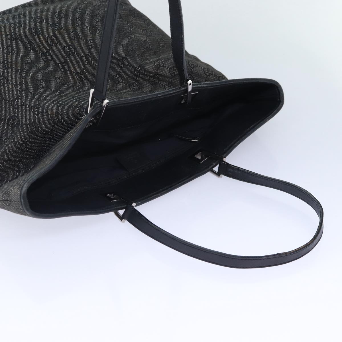 GUCCI GG Canvas Tote Bag Gray Silver 31243 86900