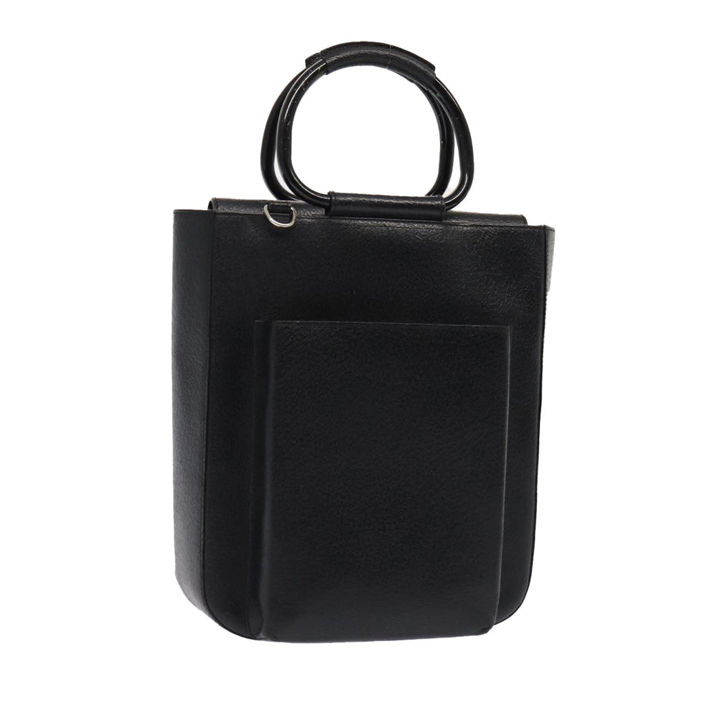 GUCCI Hand Bag Leather Black Silver 0021118 86904