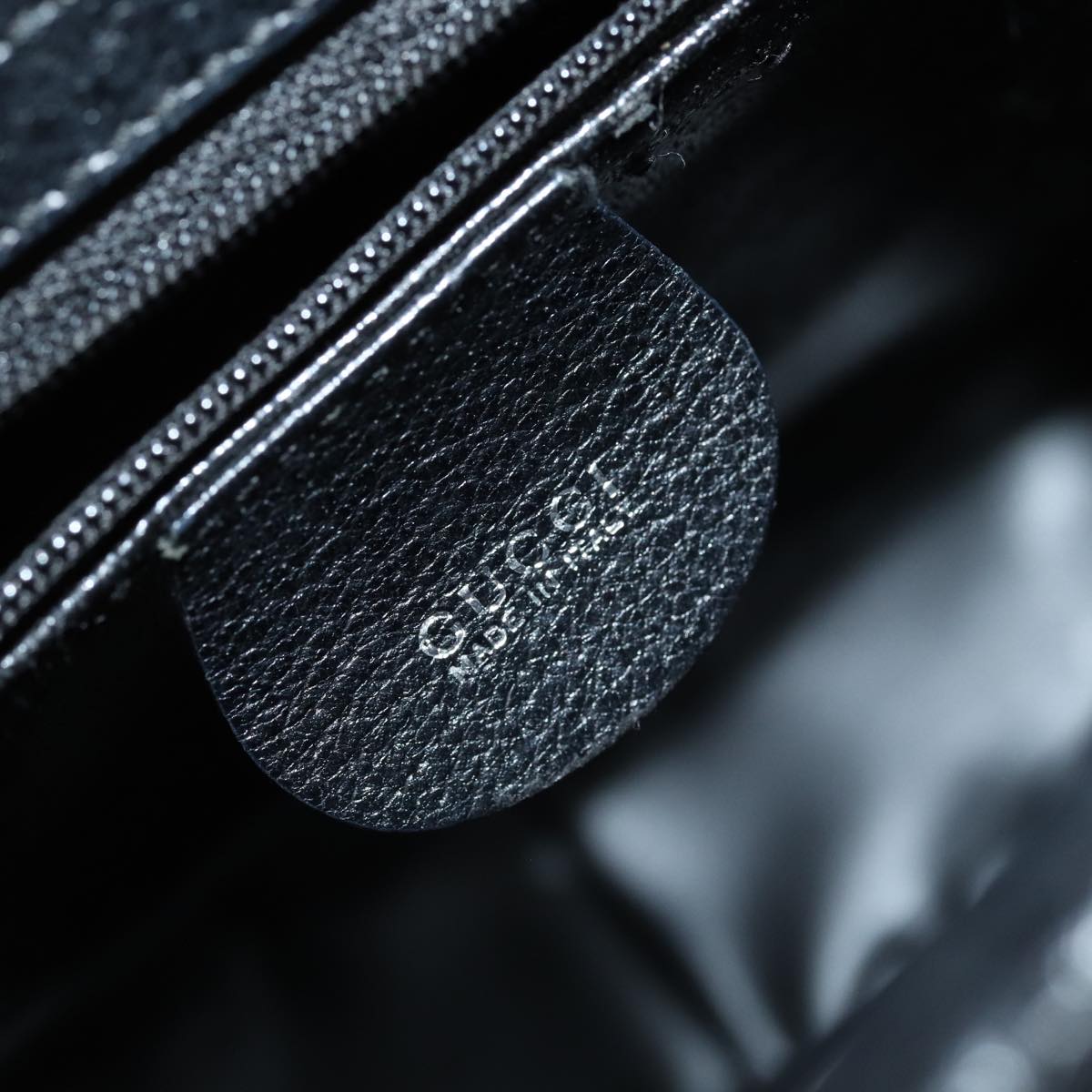 GUCCI Hand Bag Leather Black Silver 0021118 86904