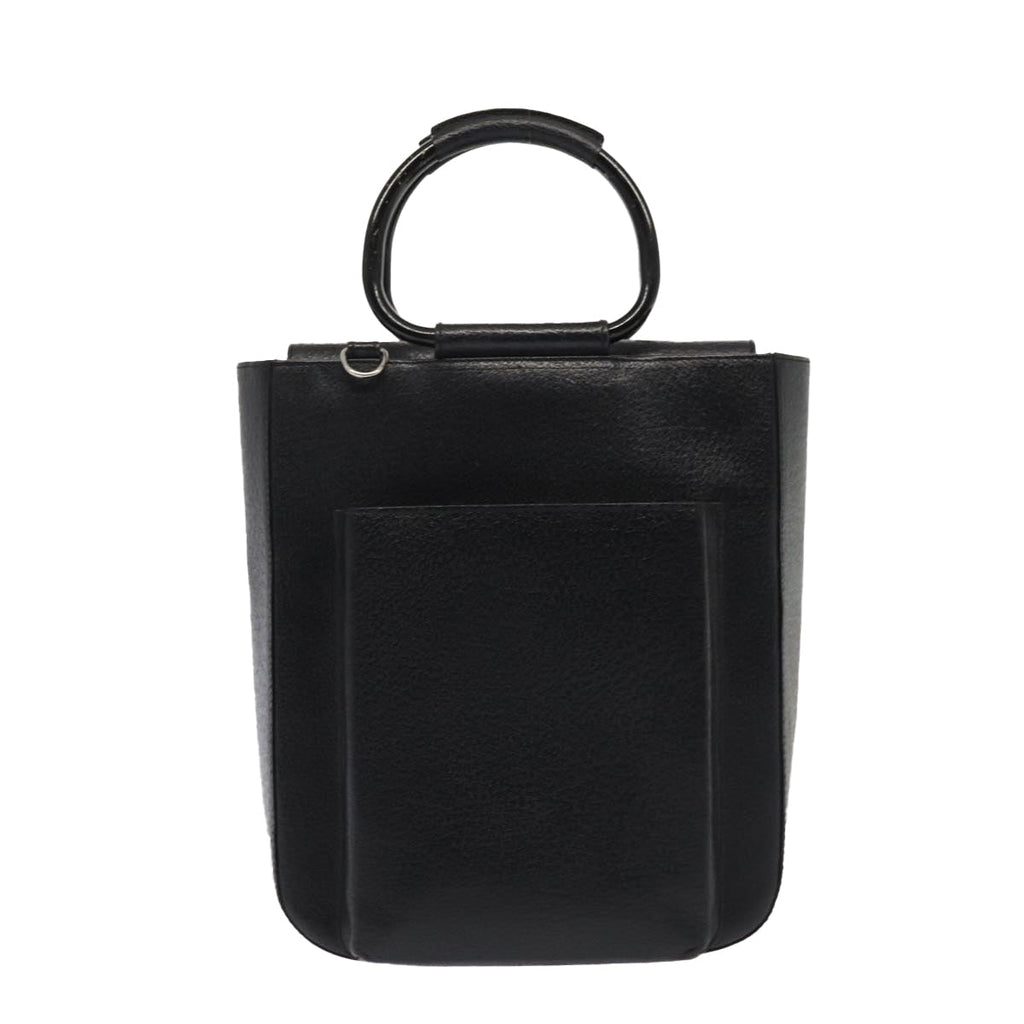 GUCCI Hand Bag Leather Black Silver 0021118 86904