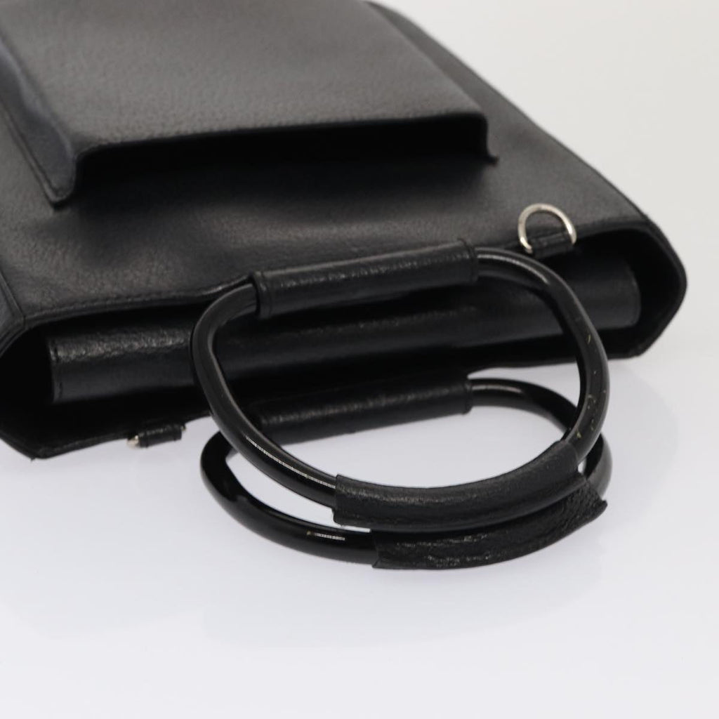 GUCCI Hand Bag Leather Black Silver 0021118 86904