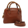 GUCCI Bamboo Hand Bag Leather 2way Brown Gold 007 1014 0231 0 86910