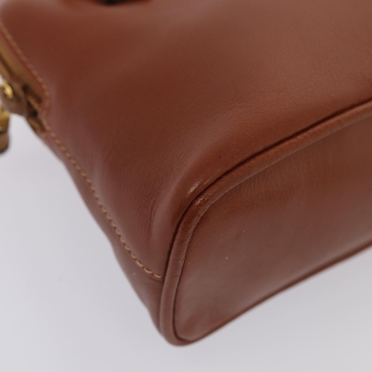 GUCCI Bamboo Hand Bag Leather 2way Brown Gold 007 1014 0231 0 86910