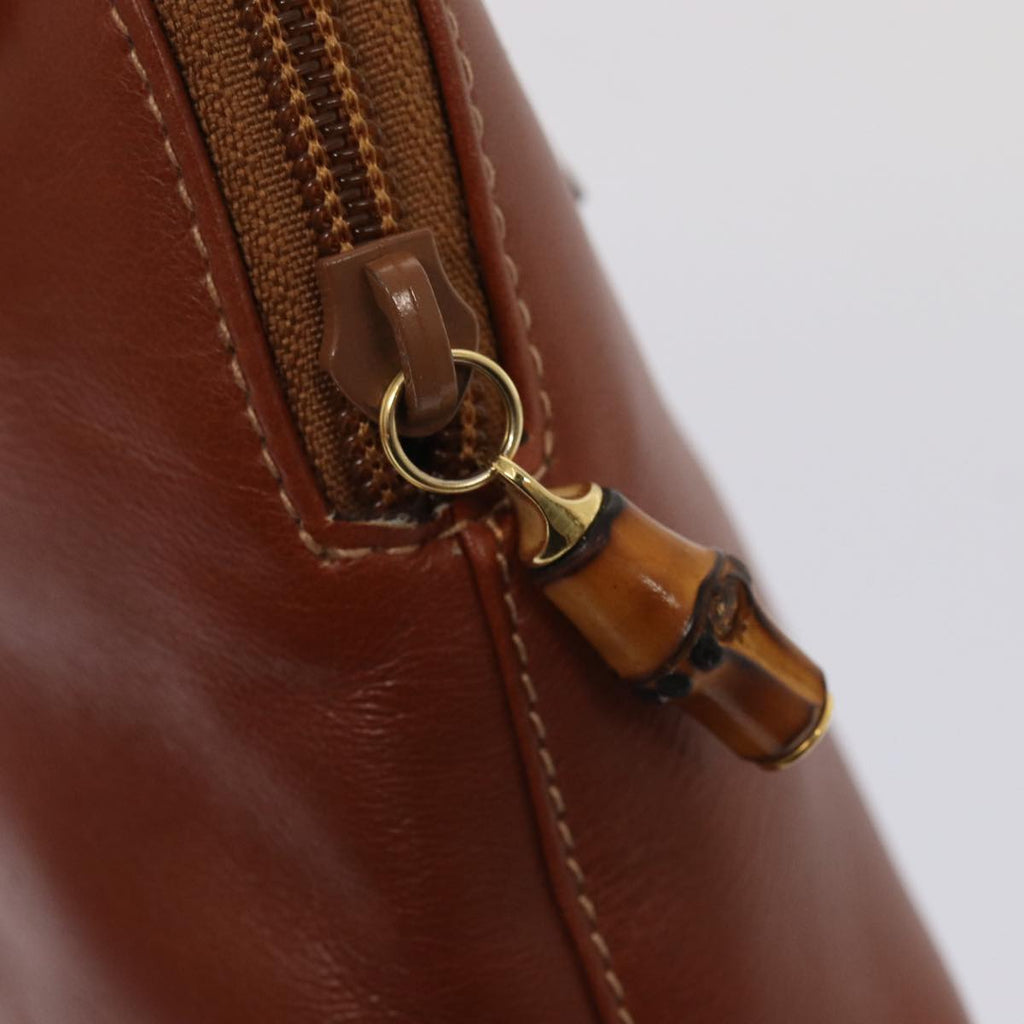 GUCCI Bamboo Hand Bag Leather 2way Brown Gold 007 1014 0231 0 86910