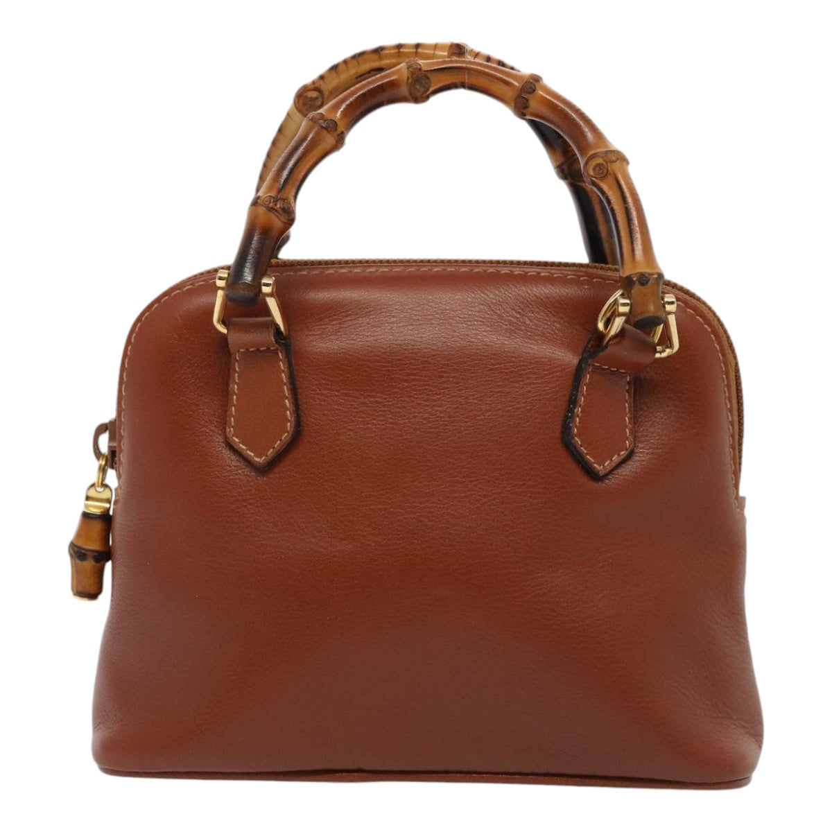 GUCCI Bamboo Hand Bag Leather 2way Brown Gold 007 1014 0231 0 86910