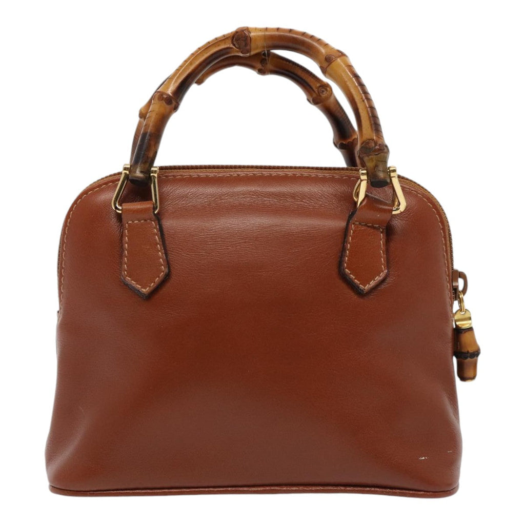 GUCCI Bamboo Hand Bag Leather 2way Brown Gold 007 1014 0231 0 86910