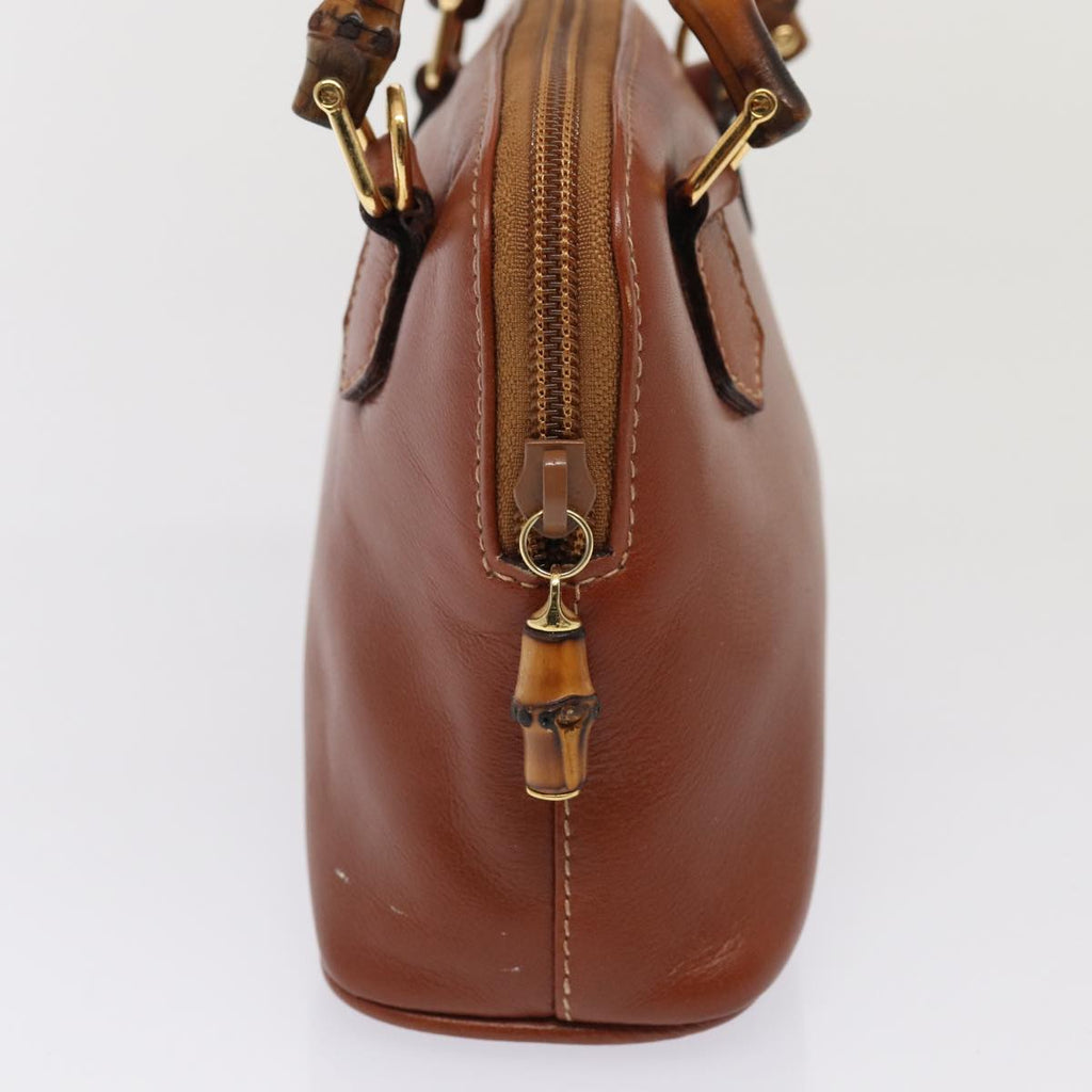 GUCCI Bamboo Hand Bag Leather 2way Brown Gold 007 1014 0231 0 86910