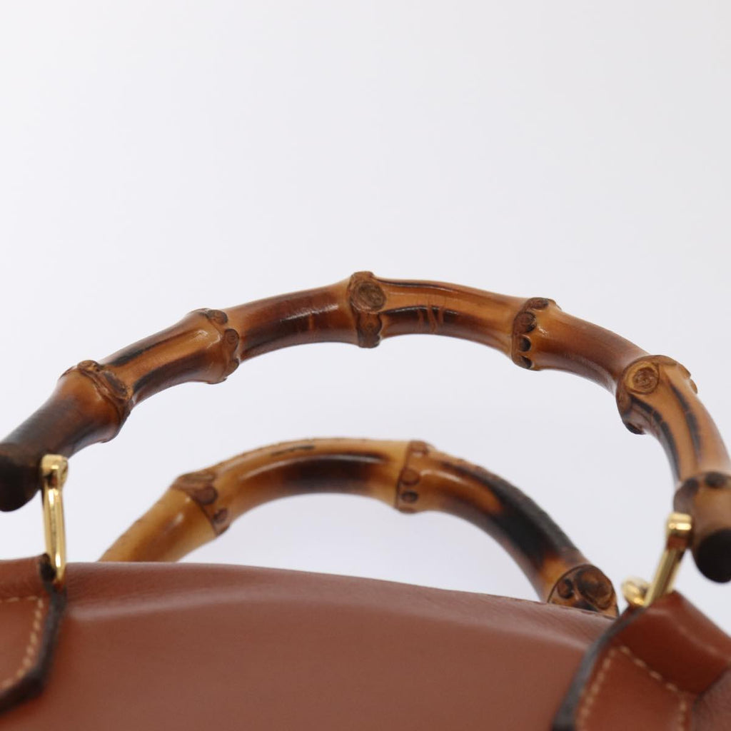 GUCCI Bamboo Hand Bag Leather 2way Brown Gold 007 1014 0231 0 86910