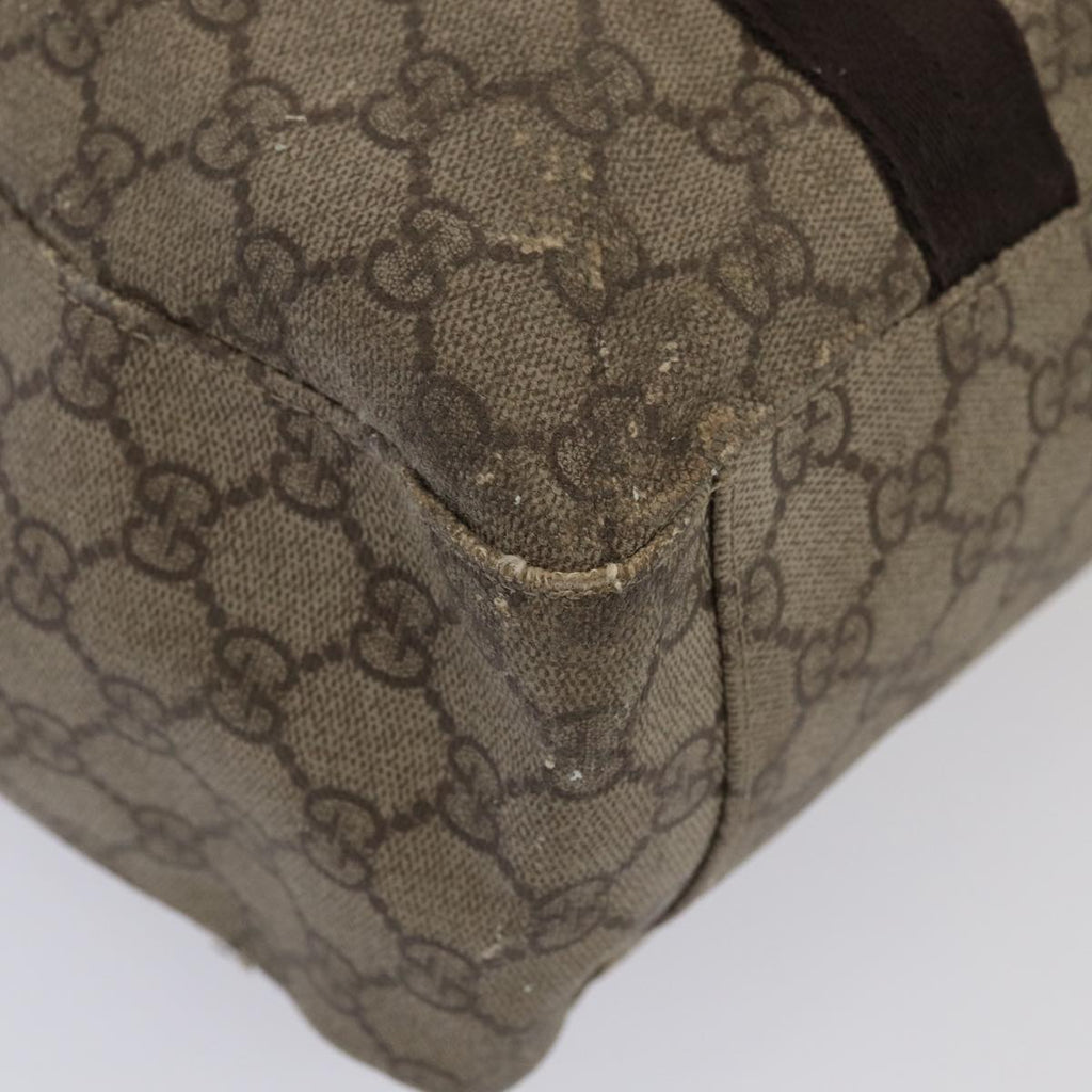 GUCCI GG Supreme Tote Bag PVC Leather Beige Silver 141624 86913