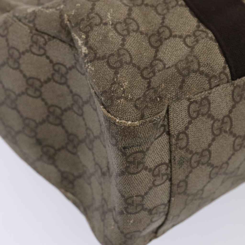 GUCCI GG Supreme Tote Bag PVC Leather Beige Silver 141624 86913