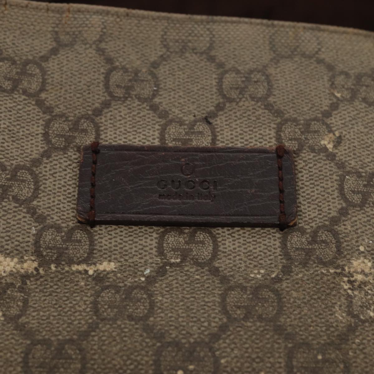 GUCCI GG Supreme Tote Bag PVC Leather Beige Silver 141624 86913