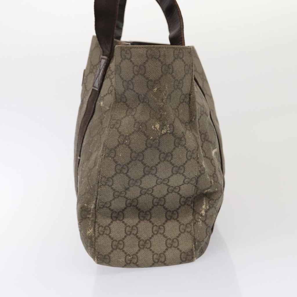 GUCCI GG Supreme Tote Bag PVC Leather Beige Silver 141624 86913