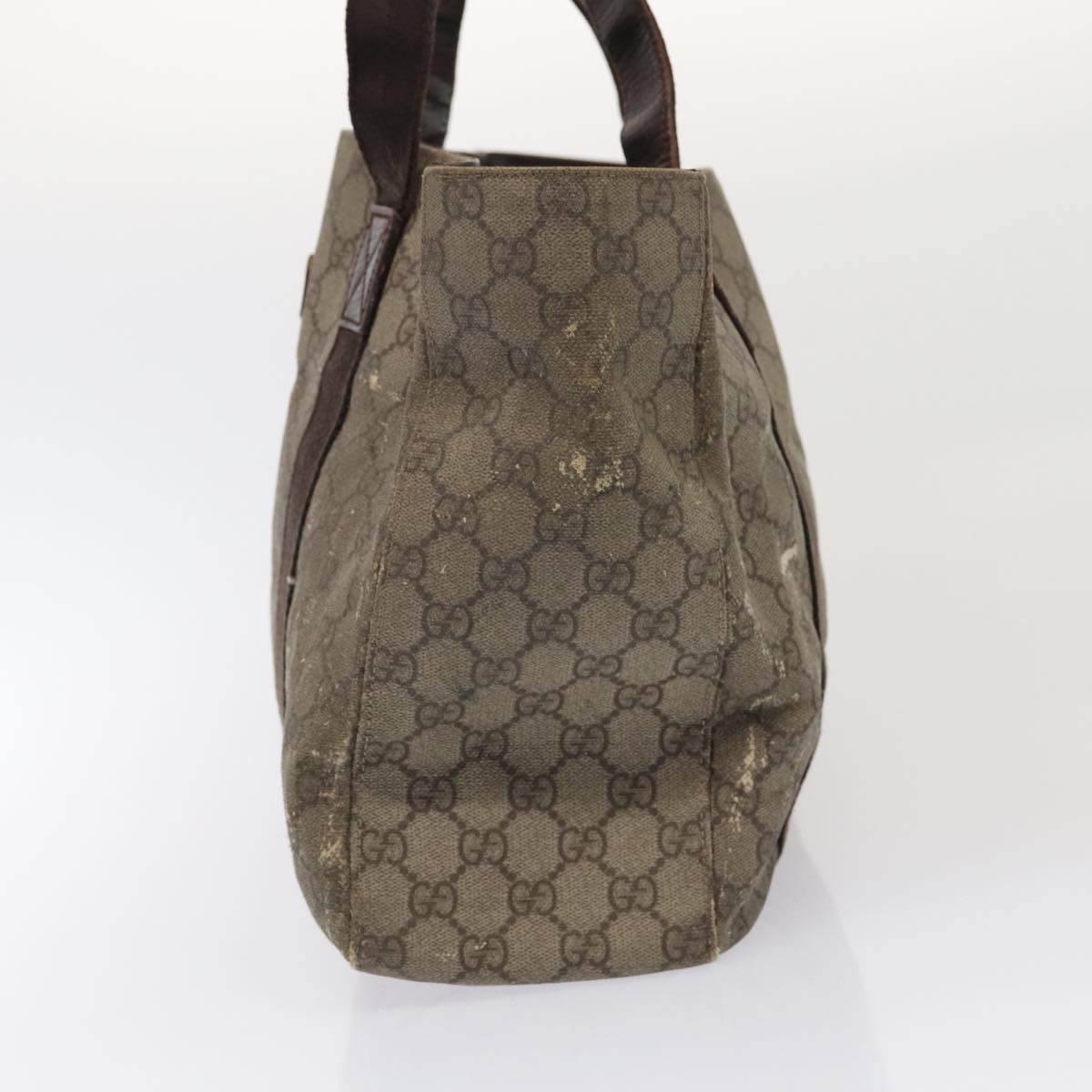 GUCCI GG Supreme Tote Bag PVC Leather Beige Silver 141624 86913