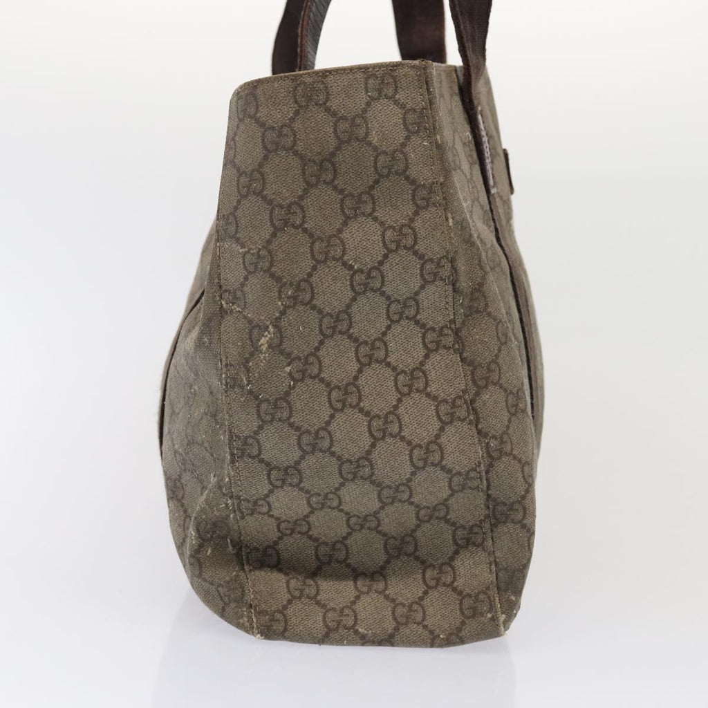 GUCCI GG Supreme Tote Bag PVC Leather Beige Silver 141624 86913