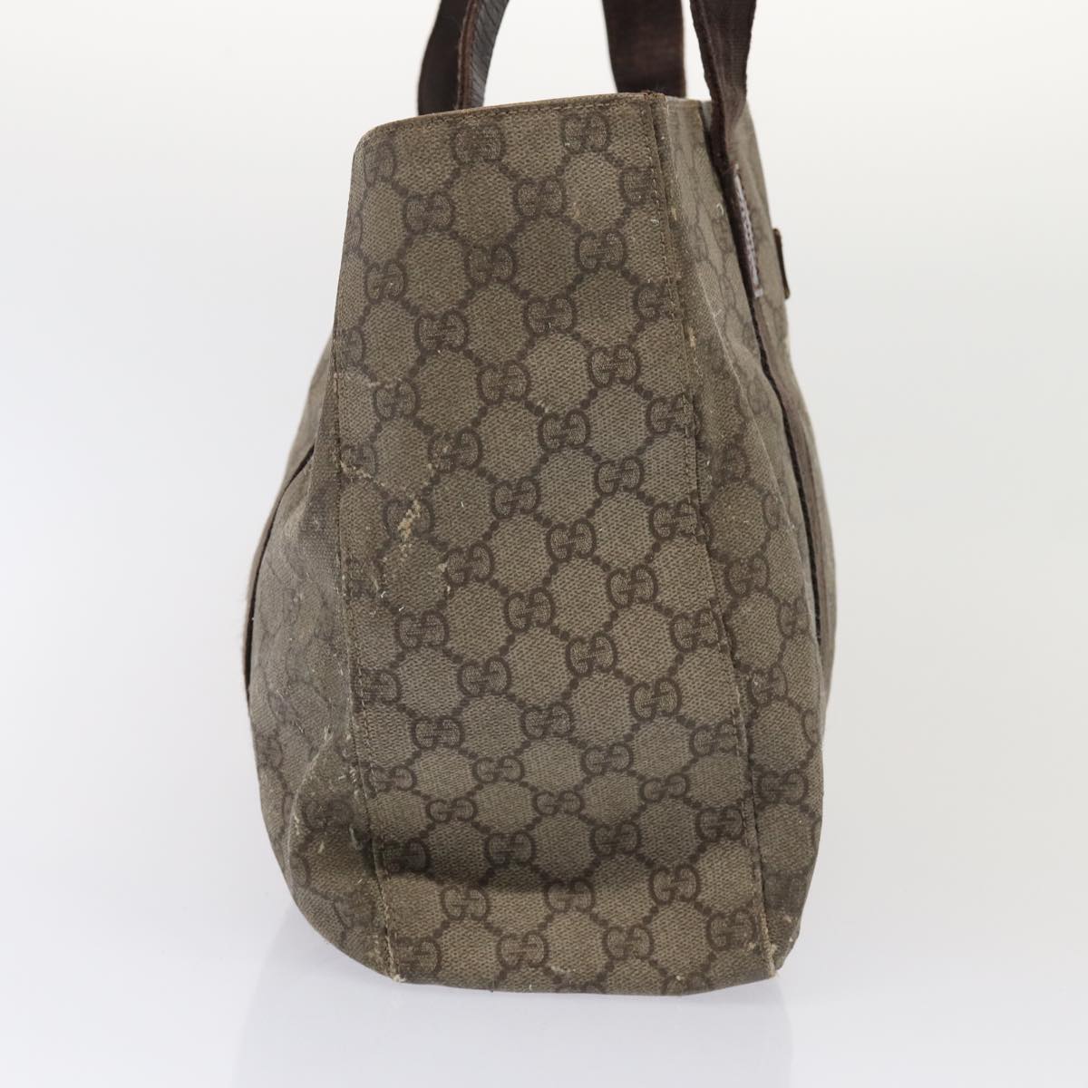 GUCCI GG Supreme Tote Bag PVC Leather Beige Silver 141624 86913