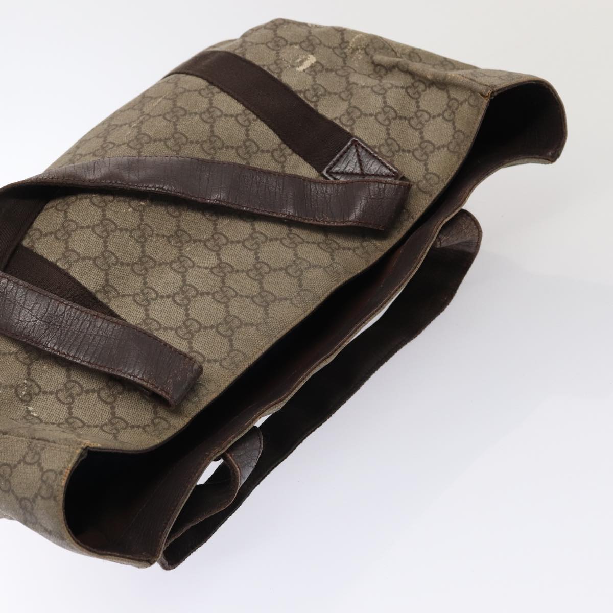 GUCCI GG Supreme Tote Bag PVC Leather Beige Silver 141624 86913