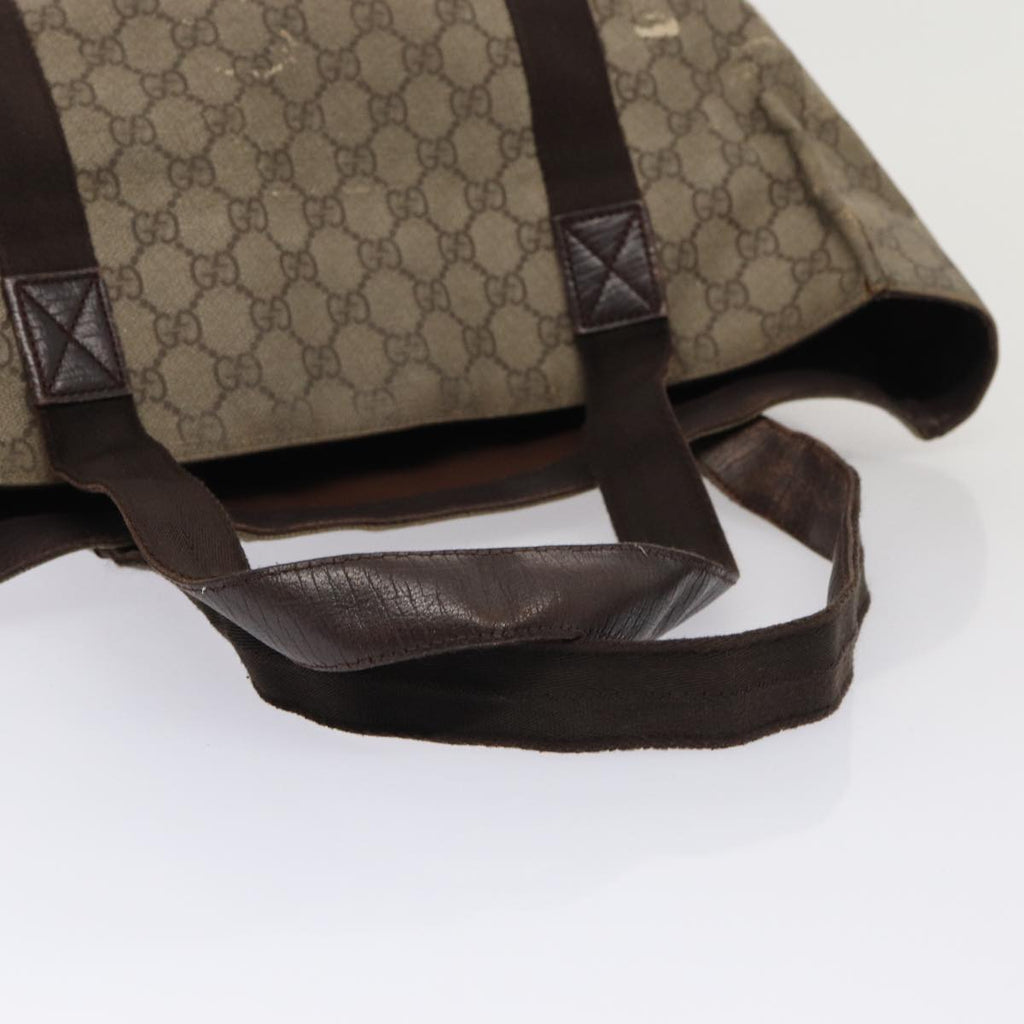 GUCCI GG Supreme Tote Bag PVC Leather Beige Silver 141624 86913