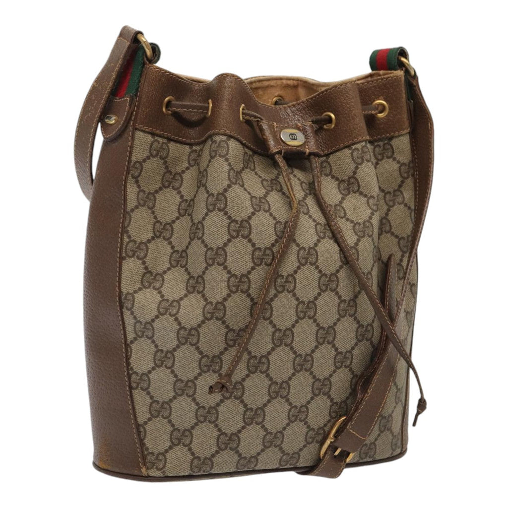 GUCCI GG Supreme Web Sherry Line Shoulder Bag Beige Gold 41 02 034 86914