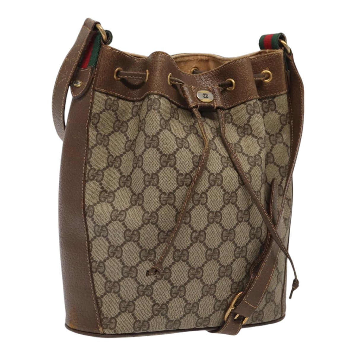 GUCCI GG Supreme Web Sherry Line Shoulder Bag Beige Gold 41 02 034 86914