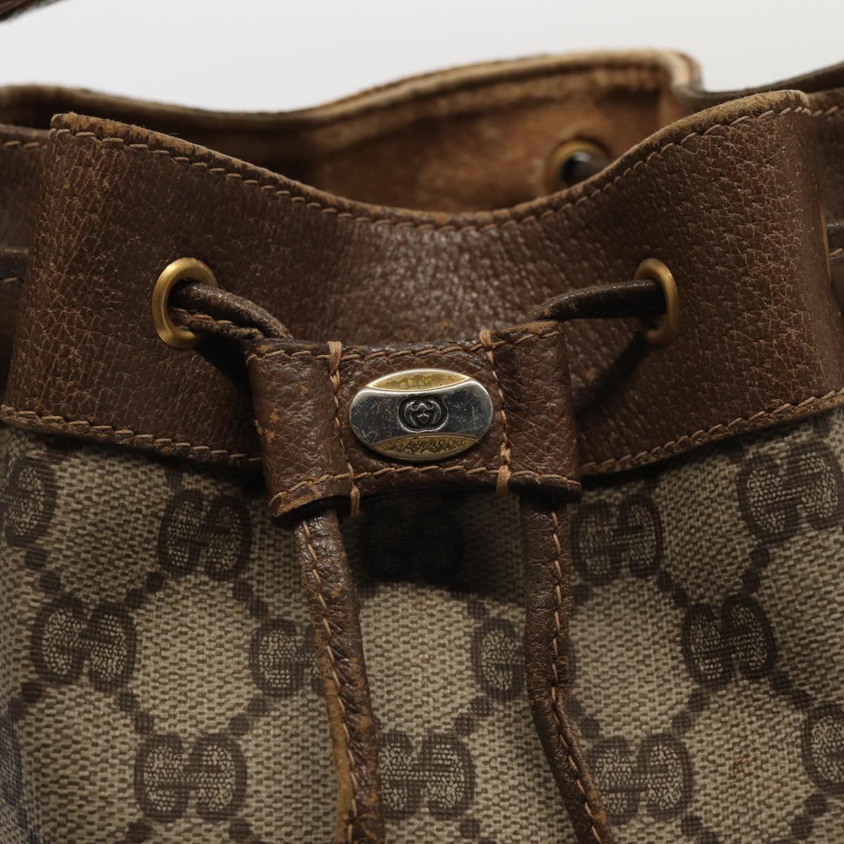 GUCCI GG Supreme Web Sherry Line Shoulder Bag Beige Gold 41 02 034 86914