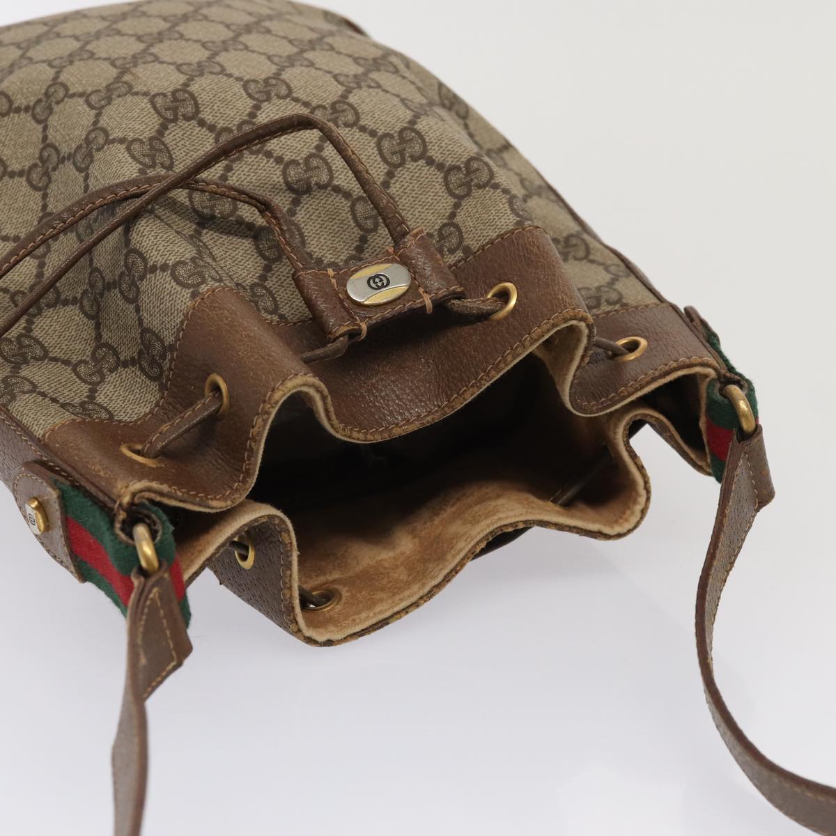 GUCCI GG Supreme Web Sherry Line Shoulder Bag Beige Gold 41 02 034 86914
