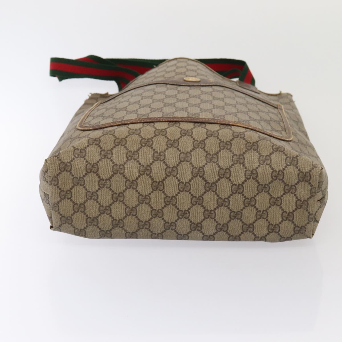 GUCCI GG Supreme Web Sherry Line Tote Bag PVC Red Gold 39 02 003 86918