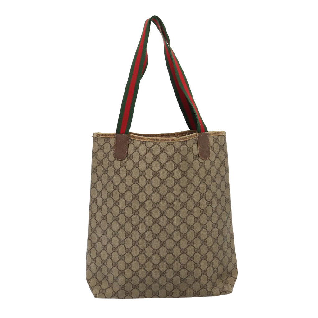 GUCCI GG Supreme Web Sherry Line Tote Bag PVC Red Gold 39 02 003 86918
