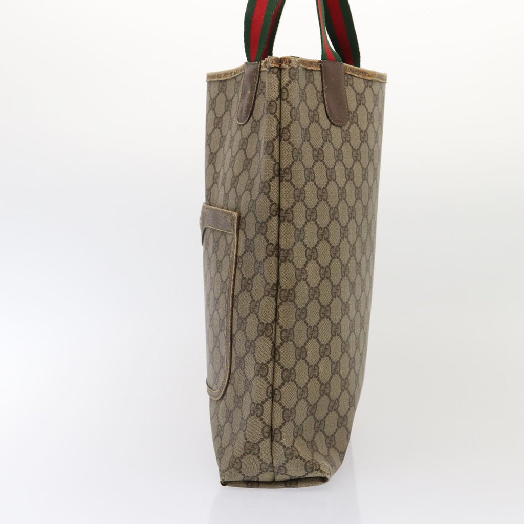 GUCCI GG Supreme Web Sherry Line Tote Bag PVC Red Gold 39 02 003 86918