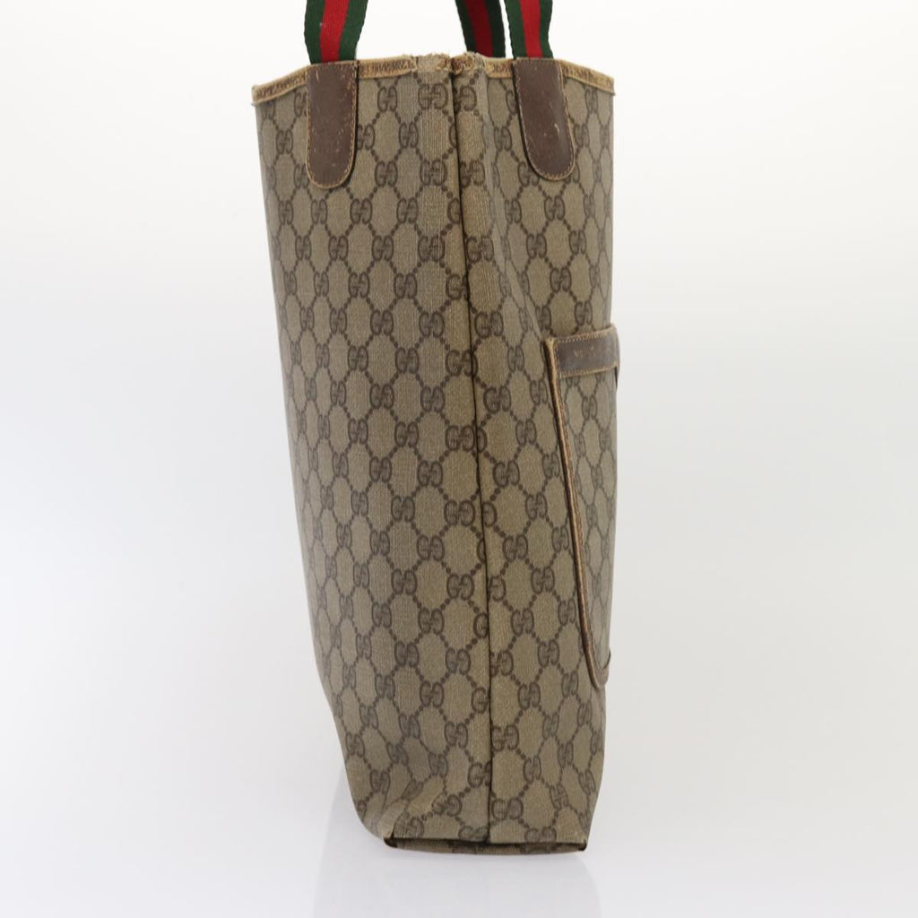 GUCCI GG Supreme Web Sherry Line Tote Bag PVC Red Gold 39 02 003 86918