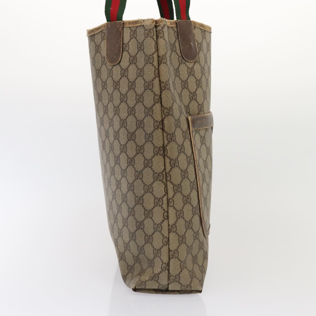 GUCCI GG Supreme Web Sherry Line Tote Bag PVC Red Gold 39 02 003 86918