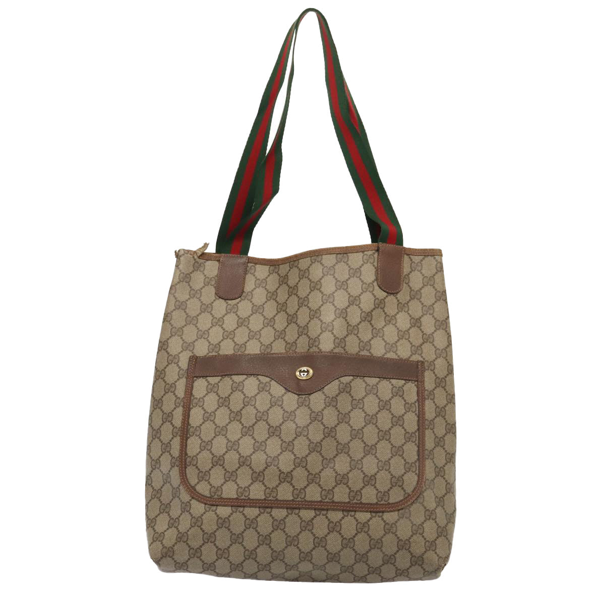 GUCCI GG Supreme Web Sherry Line Tote Bag PVC Red Gold 89 02 003 86919