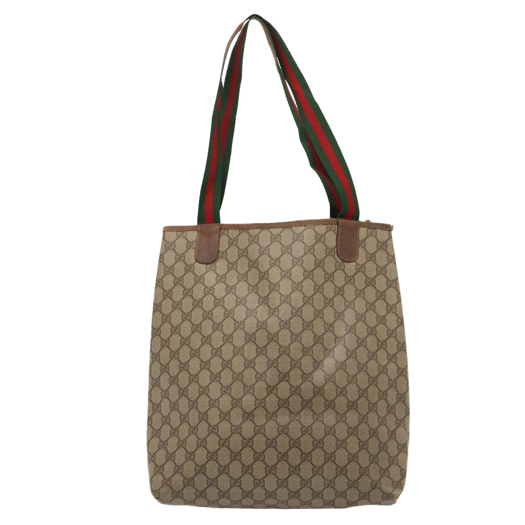 GUCCI GG Supreme Web Sherry Line Tote Bag PVC Red Gold 89 02 003 86919