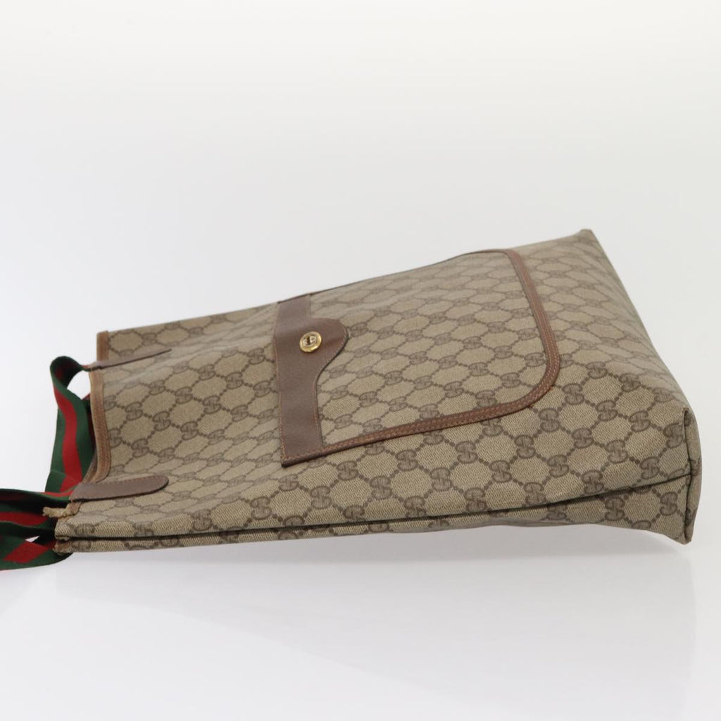 GUCCI GG Supreme Web Sherry Line Tote Bag PVC Red Gold 89 02 003 86919