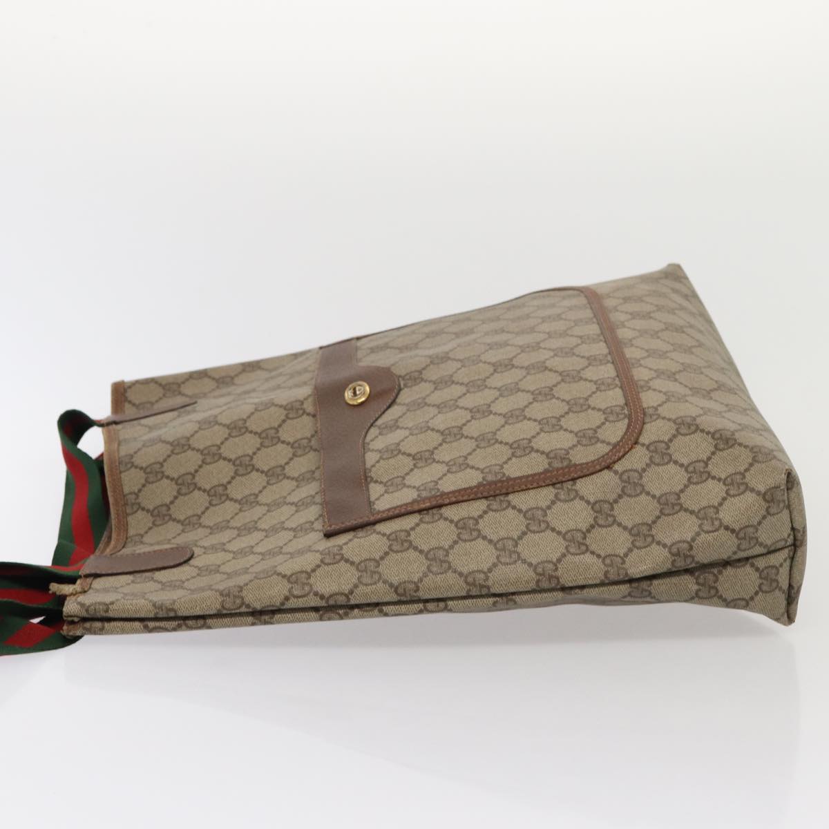 GUCCI GG Supreme Web Sherry Line Tote Bag PVC Red Gold 89 02 003 86919