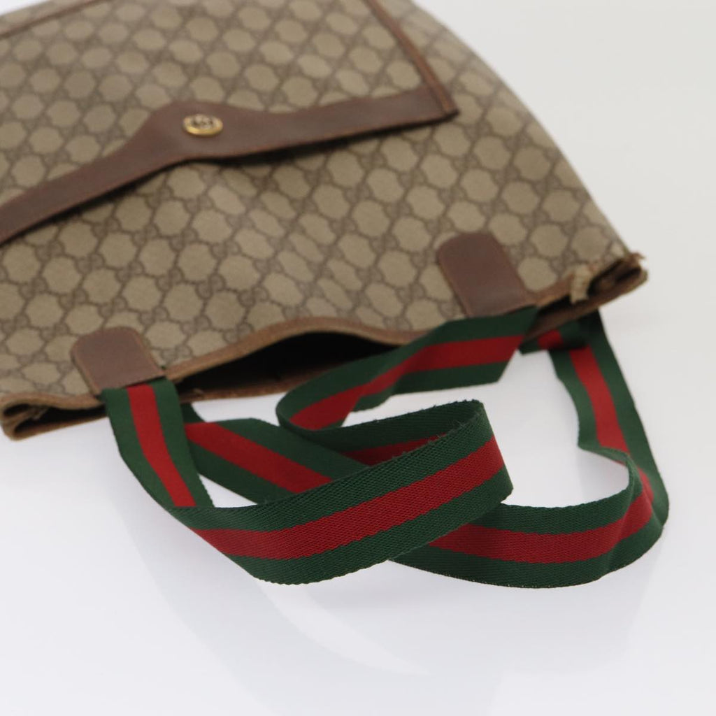 GUCCI GG Supreme Web Sherry Line Tote Bag PVC Red Gold 89 02 003 86919