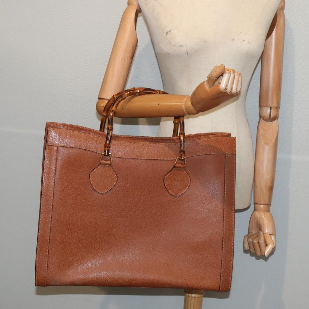 GUCCI Bamboo Hand Bag Leather Brown Gold 002 1186 0259 86920
