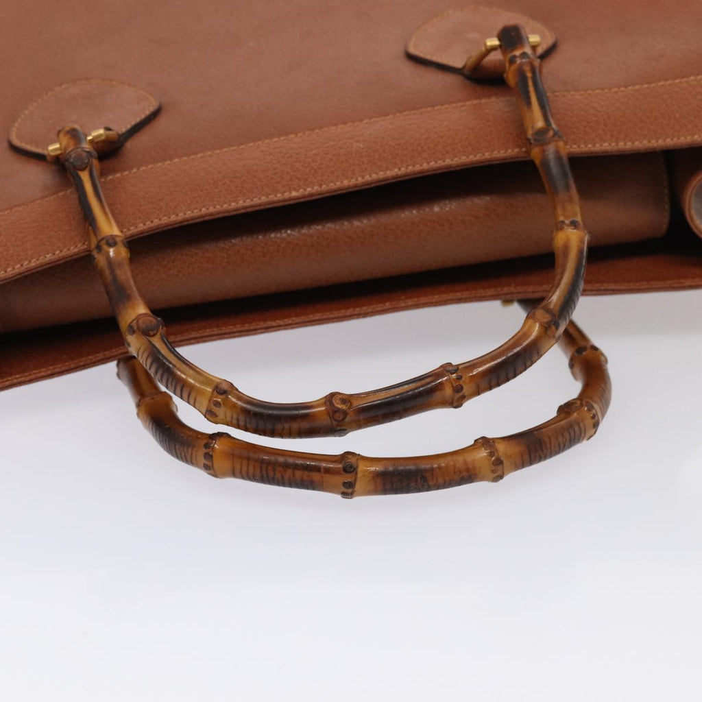 GUCCI Bamboo Hand Bag Leather Brown Gold 002 1186 0259 86920