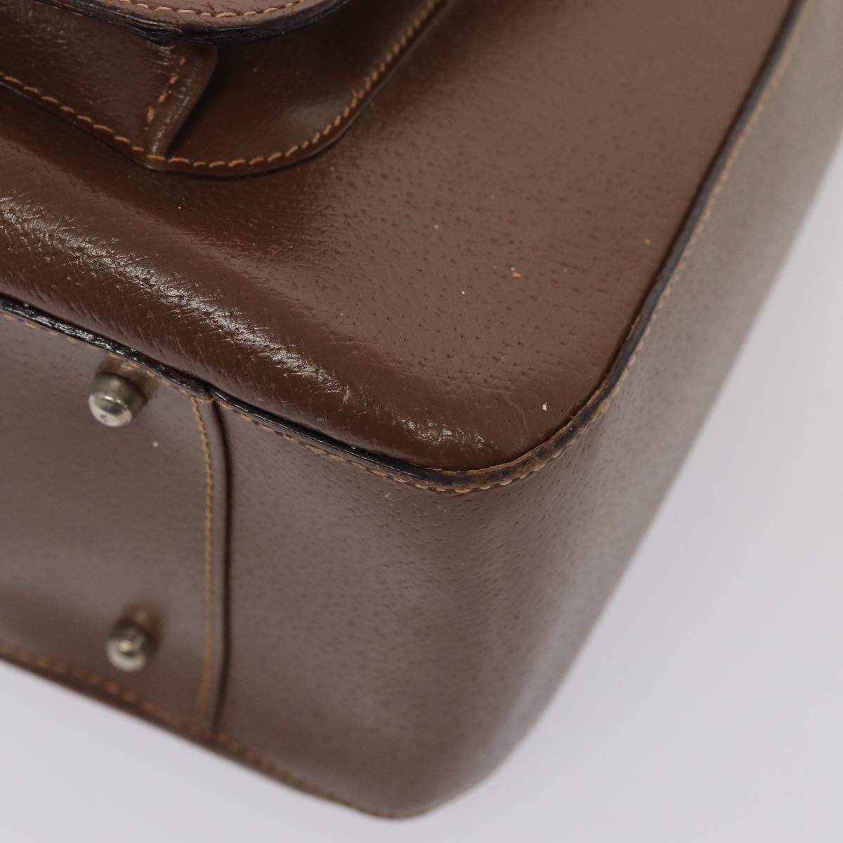 GUCCI Hand Bag Leather 2way Brown Silver 000 2058 0307 5 86921