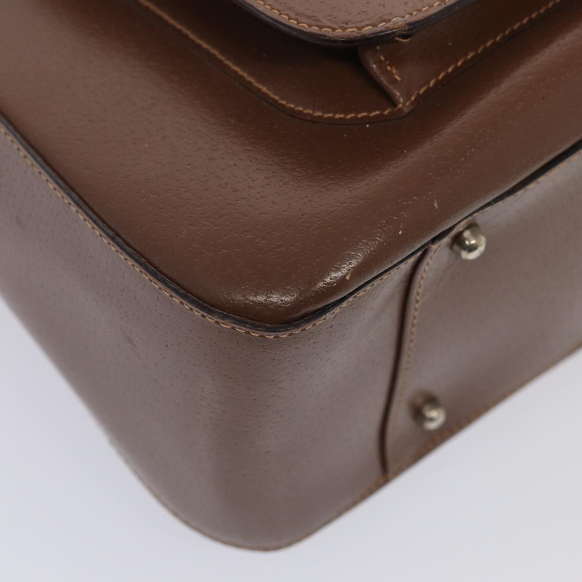 GUCCI Hand Bag Leather 2way Brown Silver 000 2058 0307 5 86921