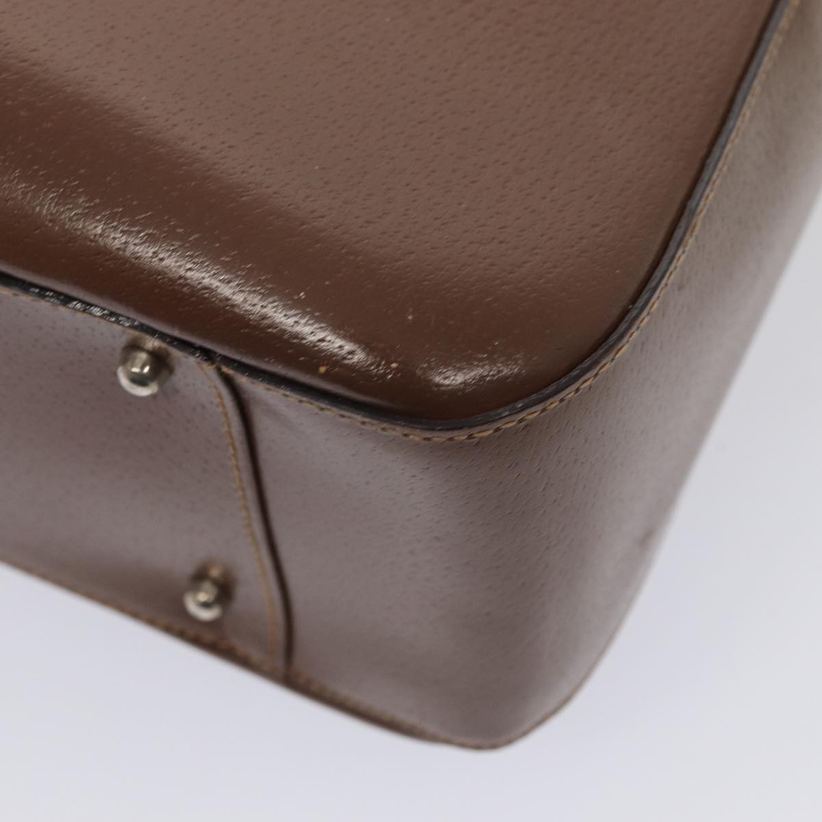 GUCCI Hand Bag Leather 2way Brown Silver 000 2058 0307 5 86921