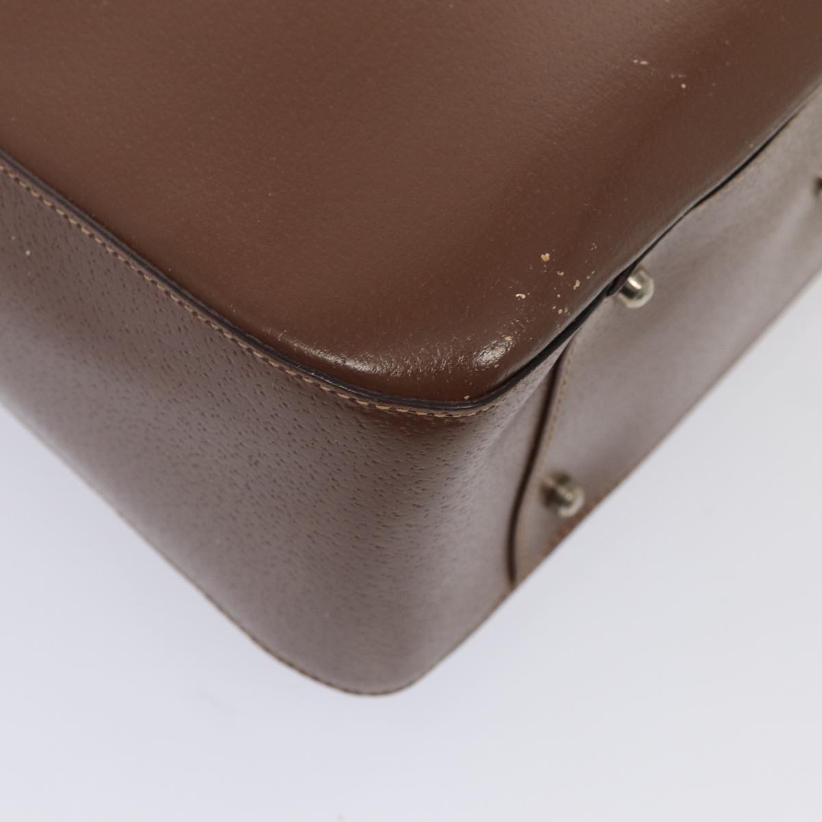 GUCCI Hand Bag Leather 2way Brown Silver 000 2058 0307 5 86921