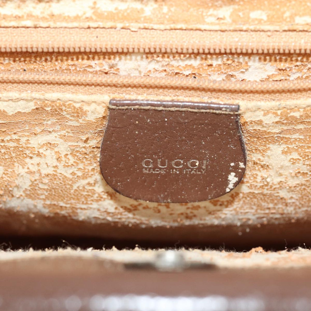 GUCCI Hand Bag Leather 2way Brown Silver 000 2058 0307 5 86921